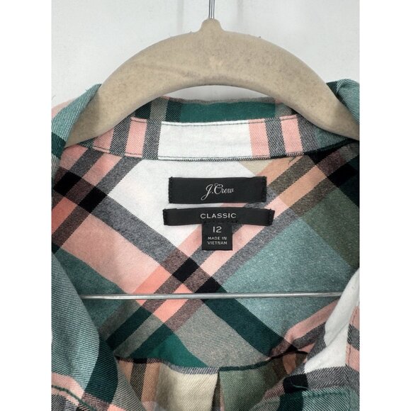 J. Crew Classic Fit Boy Button Front Shirt Women 12 Green Long Sleeve Western - Picture 3 of 8